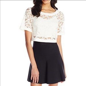 BCBGENERATION. laced crop top in ivory XXS